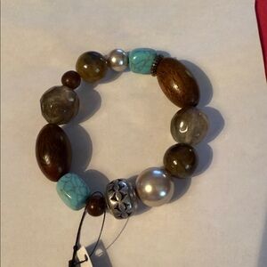 Chico’s Turquoise and Wood Beaded Bracelet